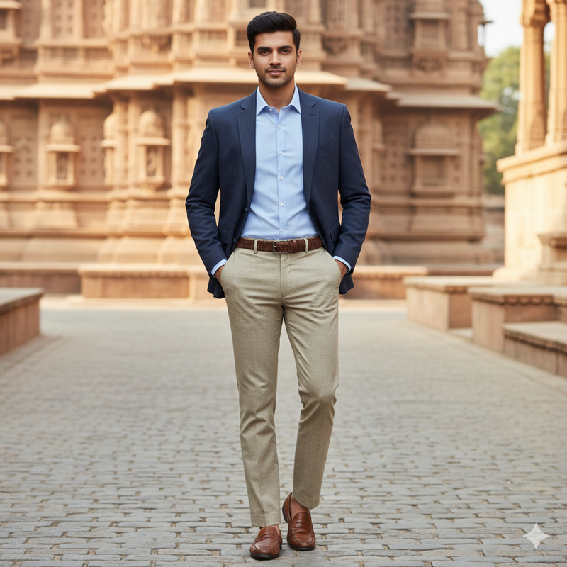 Trouser Fabric Raymond Poly Cotton Linen Look Slub Colour Sand Brown