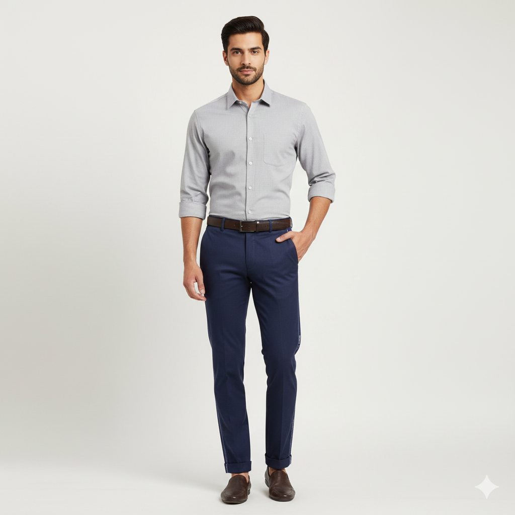 Trouser Fabric Raymond Wool Blended Dobby Colour Berry Blue