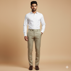 Trouser Fabric Canetti Italy Luxury 100s Wool Blended Dobby Colour Camel Brown