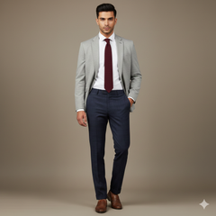 Trouser Fabric Canetti Italy Luxury 100s Wool Blended Broad Check Colour Blue