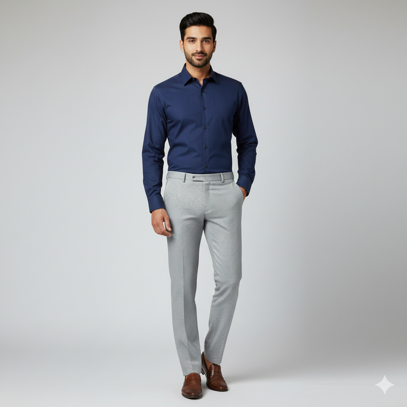 Trouser Fabric Raymond Poly Viscose Zig Zag Colour Silver Grey