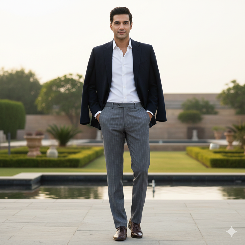 Trouser Fabric Raymond Poly Viscose Broad Lining Colour Silver Grey