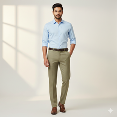 Trouser Fabric Raymond Pure Cotton  Stretchable Textured Color Golden Brown