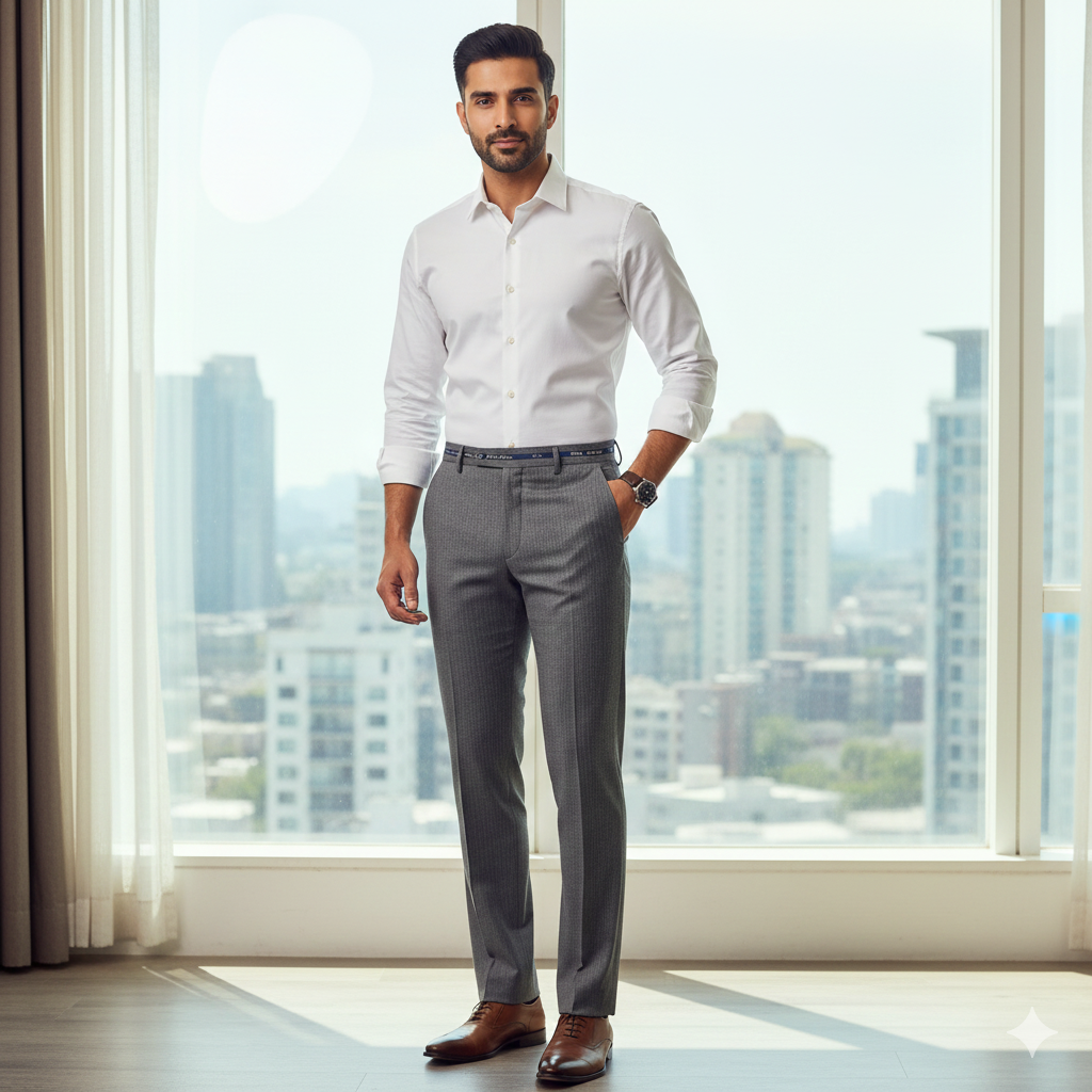 Trouser Fabric Reid & Taylor Super 100s 40% Premium Wool Lining Color Grey