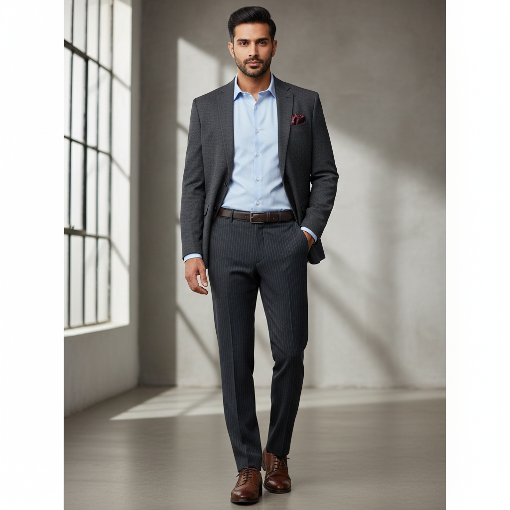 Trouser Fabric Reid & Taylor Super 100s 40% Premium Wool Lining Color Steel Grey