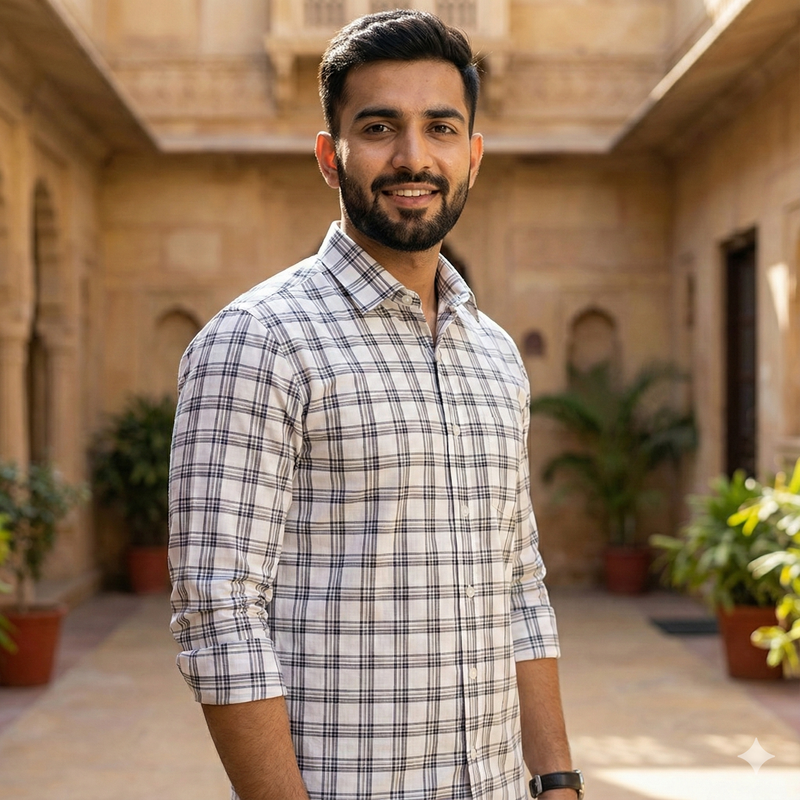 Shirt Fabric Donear Premium Giza Cotton  Broad Check Colour Black N White