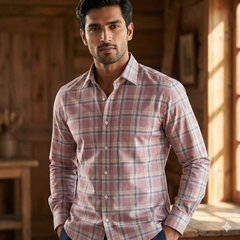 Shirt Fabric Donear Premium Giza Cotton Broad Check Colour Vintage Rose