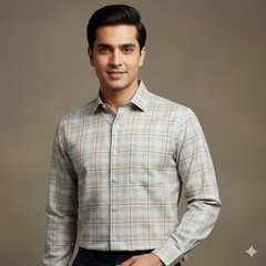 Shirt Fabric Donear Premium Giza Cotton Broad Check Colour Light Brown