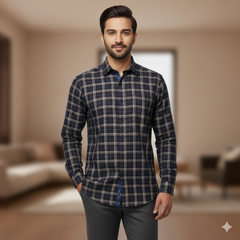 Shirt Fabric Donear Premium Giza Cotton Check Colour Coffee Brown