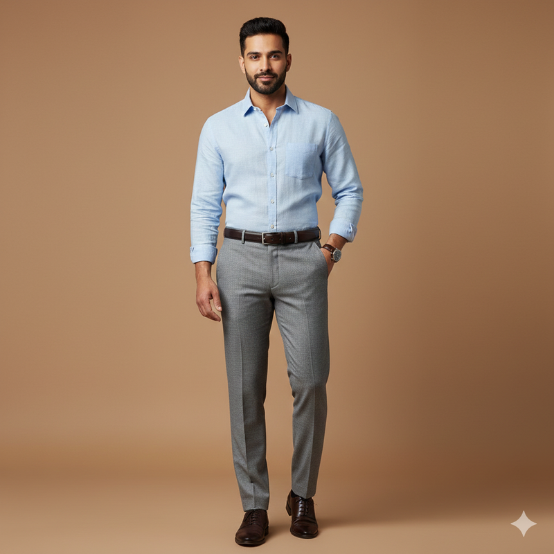 Trouser Fabric Canetti Italy Luxury Poly Viscose Slub Colour Silver Grey