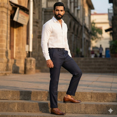 Trouser Fabric Canetti Italy Luxury Poly Viscose Dobby Colour Midnight Blue