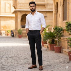 Trouser Fabric Canetti Italy Luxury Poly Viscose Plain Colour Crow Black