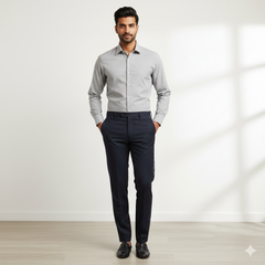 Trouser Fabric Canetti Italy Luxury Poly Viscose Pin Check Colour Dark Blue