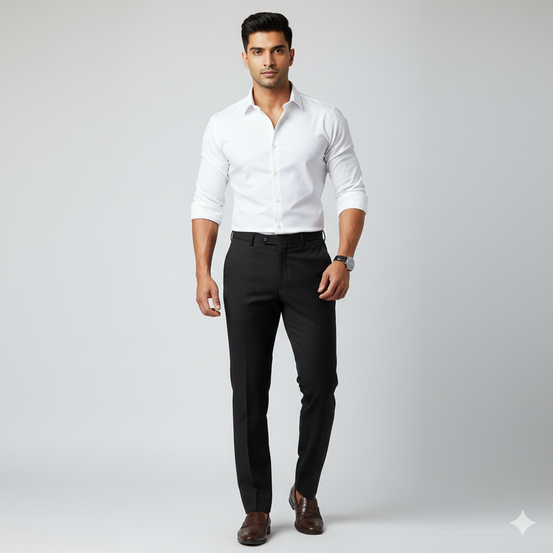 Trouser Fabric Canetti Italy Luxury Poly Viscose Textured Colour Black