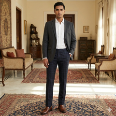 Trouser Fabric Canetti Italy Luxury Poly Viscose Check Colour Lavender N Black