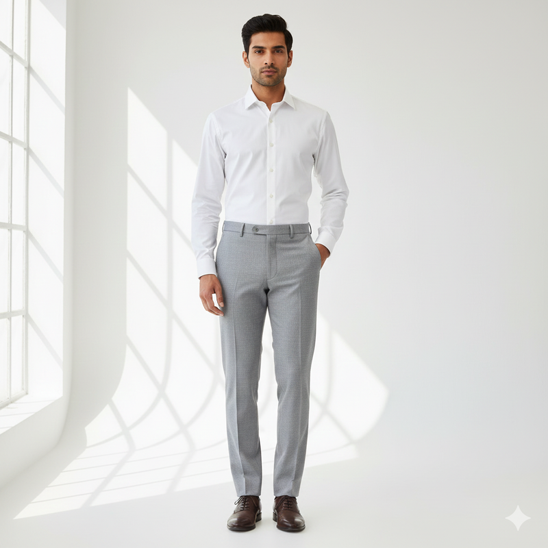 Trouser Fabric Reid & Taylor Poly Viscose Broad Check Color Lavender Silver