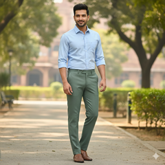 Trouser Fabric Reid & Taylor Fine Poly Viscose Dobby Color Swamp Green