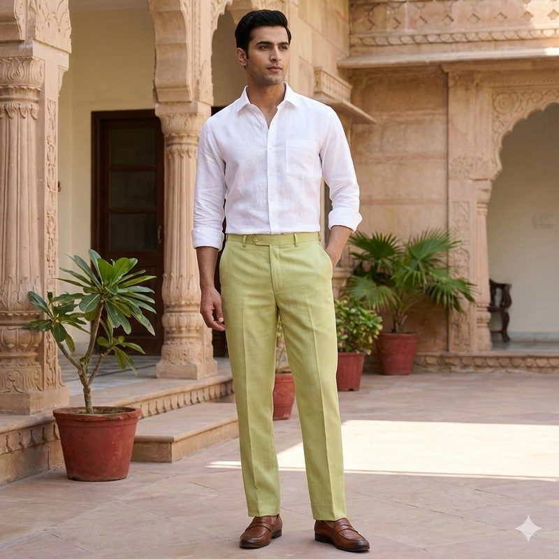 Trouser Fabric Donear Pure Cotton Slub Colour Lemon