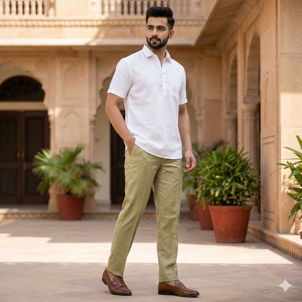 Trouser Fabric Donear Pure Cotton Slub Colour LIght Brown