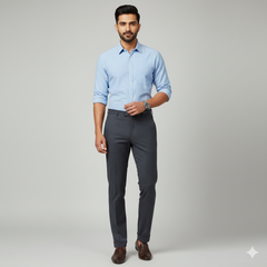 Trouser Fabric Donear Pure Cotton Textured Colour Dark Midnight Blue