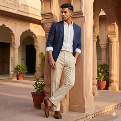 Trouser Fabric Donear Pure Cotton Check Colour Chamomile Brown