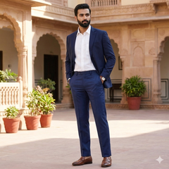 Trouser Fabric Donear Pure Cotton Mild Check Colour Berry Blue