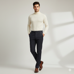 Trouser Fabric Donear Pure Cotton Mild Check Colour Space Blue