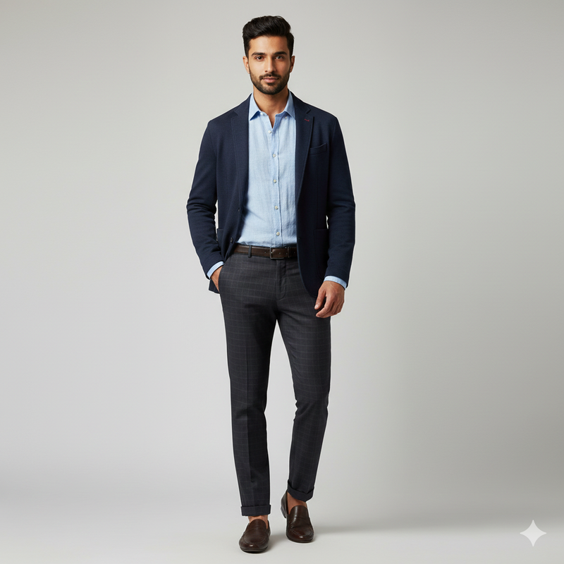 Trouser Fabric Donear Pure Cotton Check Colour Onyx Grey