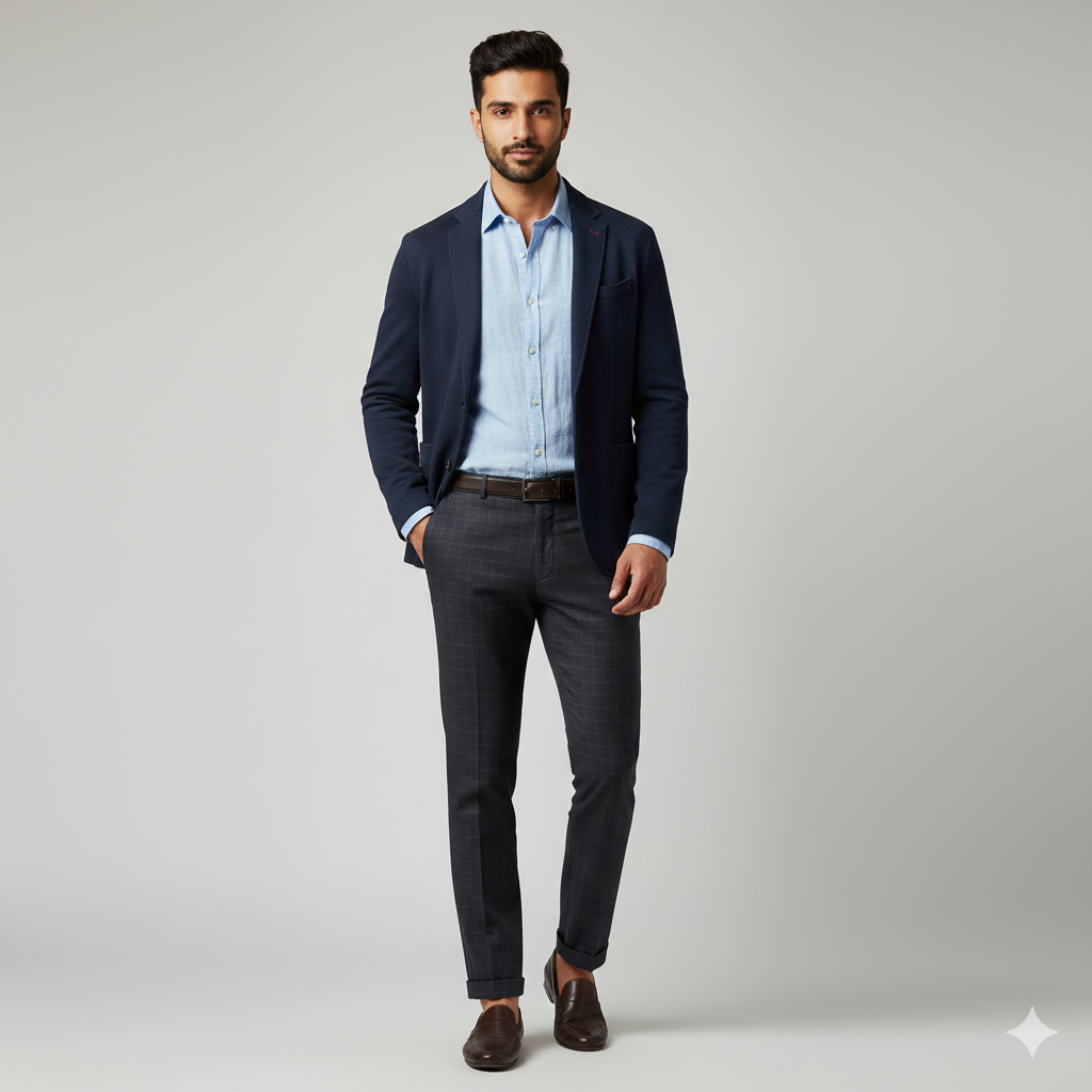 Trouser Fabric Donear Pure Cotton Check Colour Onyx Grey