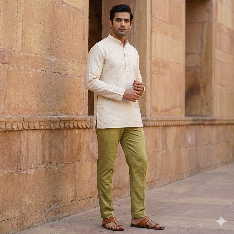 Trouser Fabric Donear Pure Cotton Stretchable Plain Colour Golden