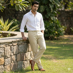 Trouser Fabric Donear Pure Cotton Stretchable Plain Colour Latte Brown