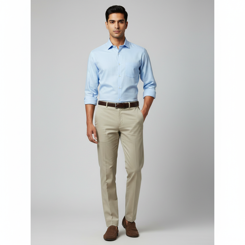 Trouser Fabric Donear Pure Cotton Stretchable Plain Colour Ash Brown