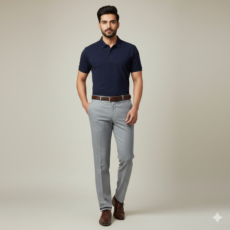 Trouser Fabric Donear 4Way Lycra Premium Check Colour Light Grey