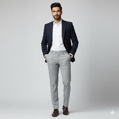 Trouser Fabric Donear 4Way Lycra Premium Plain Colour Worsted Silver