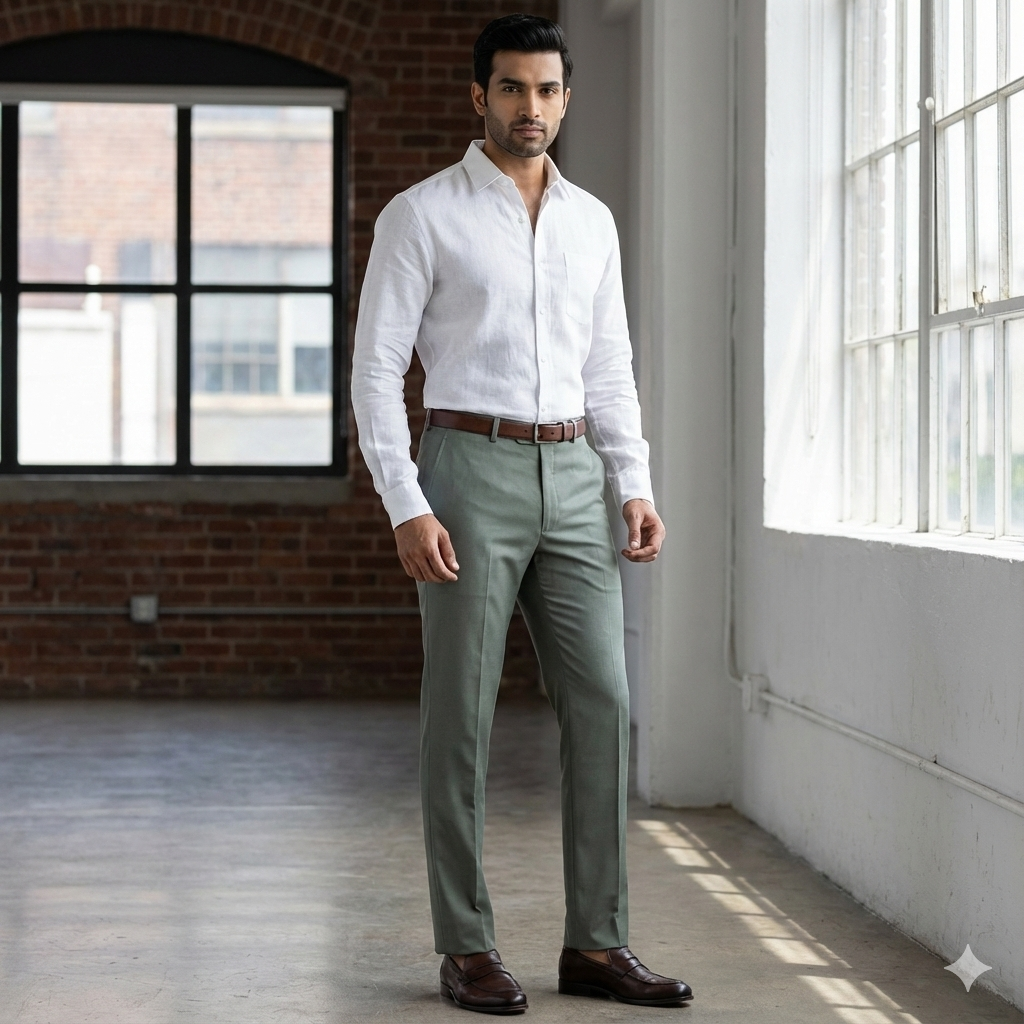 Trouser Fabric Donear 4Way Stretchable Premium Plain Colour Swamp Green
