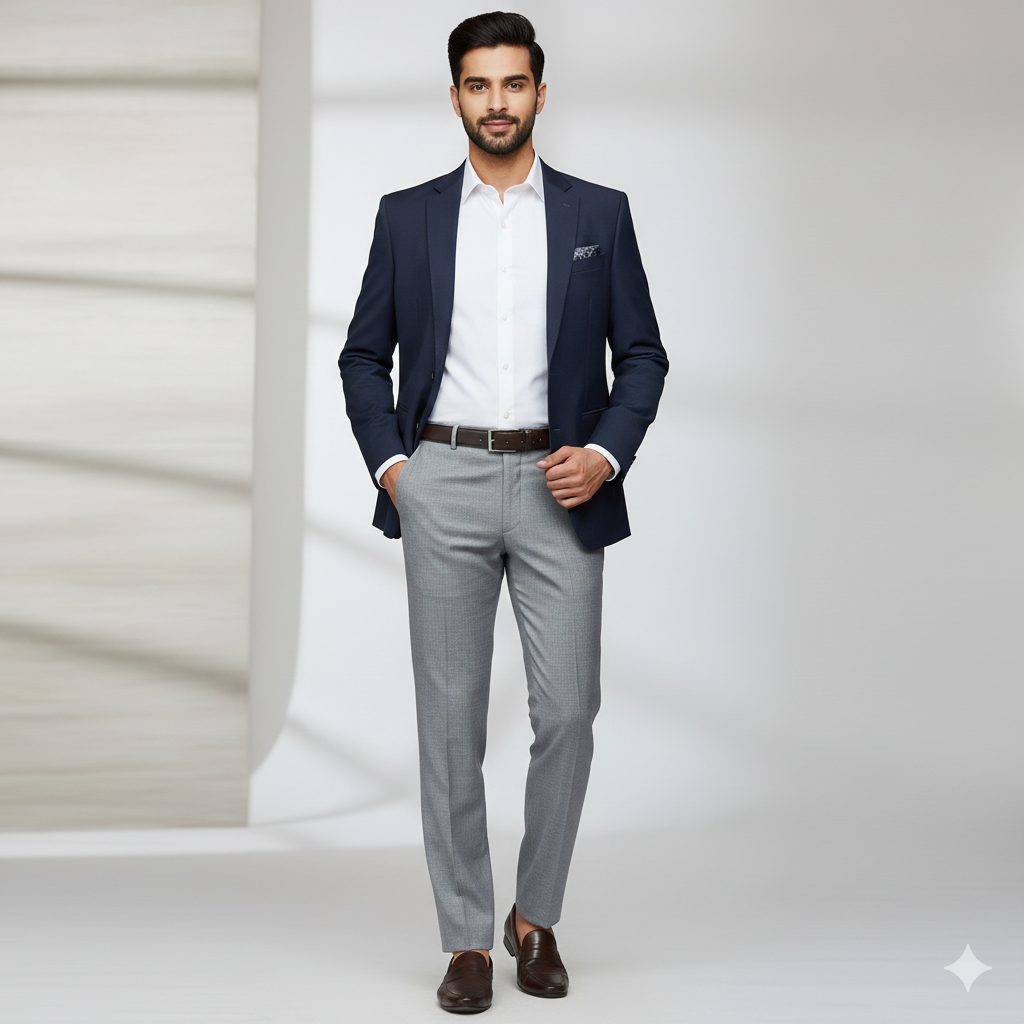 Trouser Fabric Donear 4Way Stretchable Premium Worsted Colour Silver