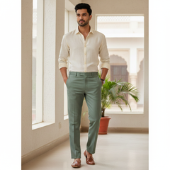 Trouser Fabric Donear 4Way Lycra Premium Check Colour Light Green