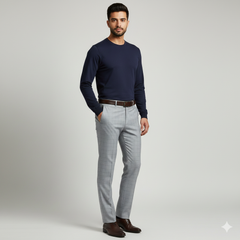 Trouser Fabric Donear 4Way Lycra Premium Check Colour Silver