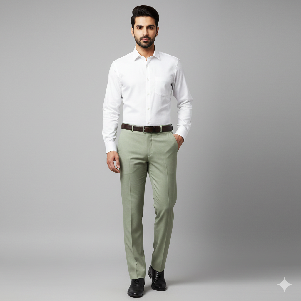 Trouser Fabric Donear 4Way Stretchable Premium Plain Colour Greenish Brown