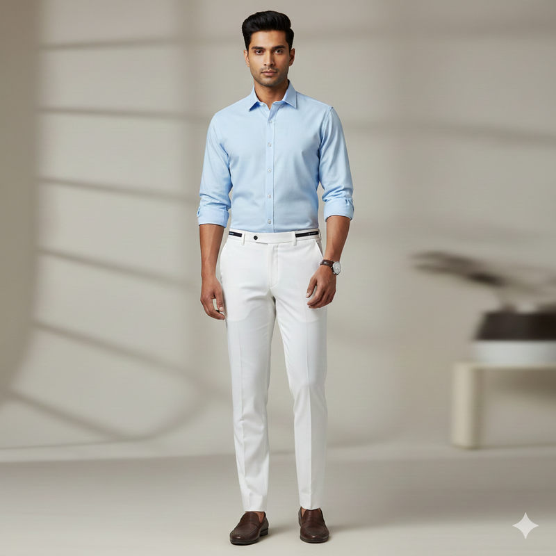 Trouser Fabric Donear 4Way Lycra Premium Plain Colour White