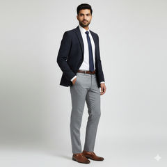 Trouser Fabric Donear 4Way Lycra Premium Check Colour Silver Grey