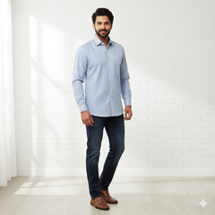 Shirt Fabric Grasim 100% Cotton Zig Zag Check Colour Blue