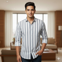 Shirt Fabric Grasim 100% Cotton Patta Lining Colour Grey N White