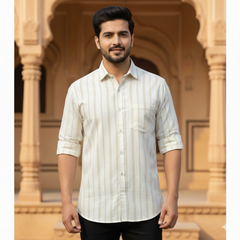 Shirt Fabric Grasim 100% Cotton Broad Lining Colour Dark Beige N Ash Brown