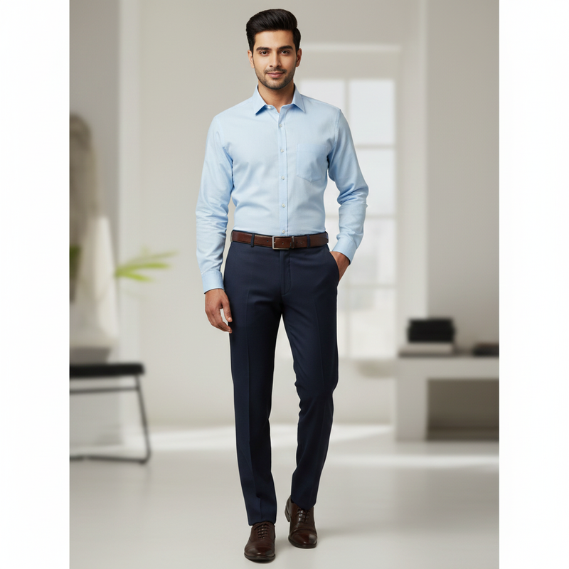 Trouser Fabric Donear Pure Cotton Plain Colour Dark Blue