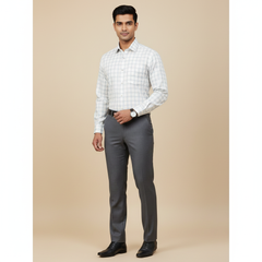 Shirt Fabric Grasim 100% Cotton Check Colour Grey N Dull Brown