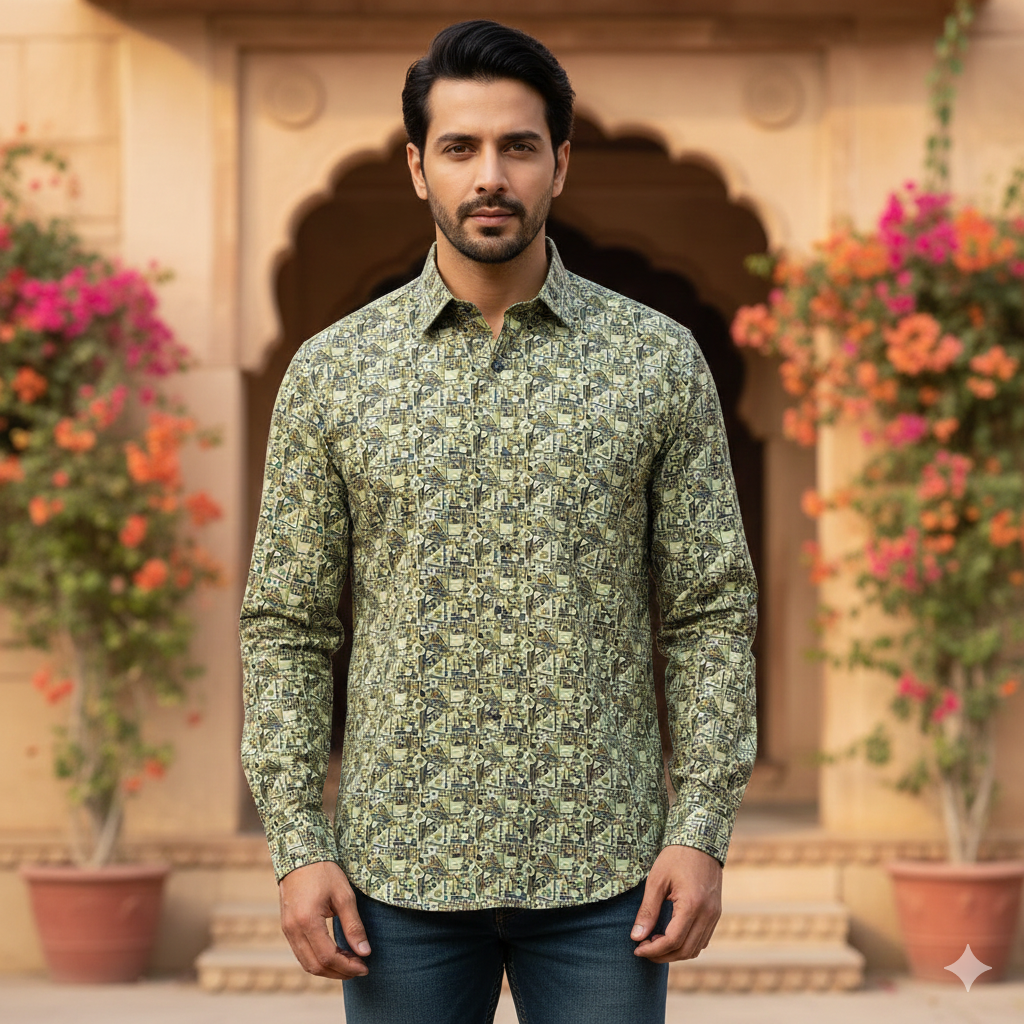 Shirt Fabric Donear Premium Giza Cotton Digital Print Colour Multicolour