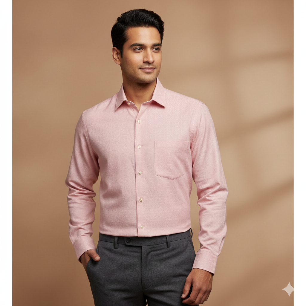 Shirt Fabric Soktas Finest 80s Giza Cotton Jacquard Colour Candy Pink