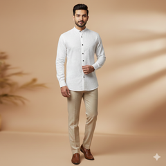 Shirt Fabric Soktas Finest 80s Giza Cotton Jacquard Colour White