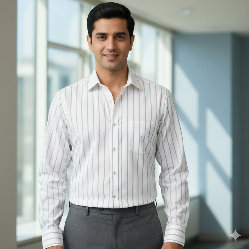 Shirt Fabric Soktas Finest 80s Giza Cotton Broad Lining Colour Black N White